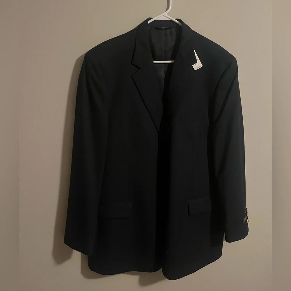 Brooks Brothers 346 Black Blazer Suit Jacket 2 gold button front size 48R